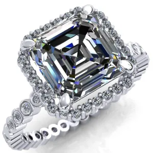 Lucy Asscher Moissanite 4 Prong Halo Engagement Ring