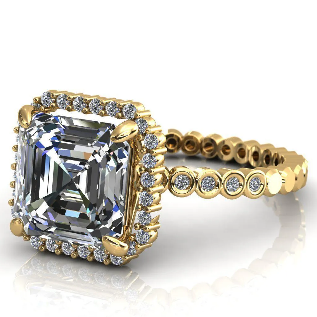 Lucy Asscher Moissanite 4 Prong Halo Engagement Ring