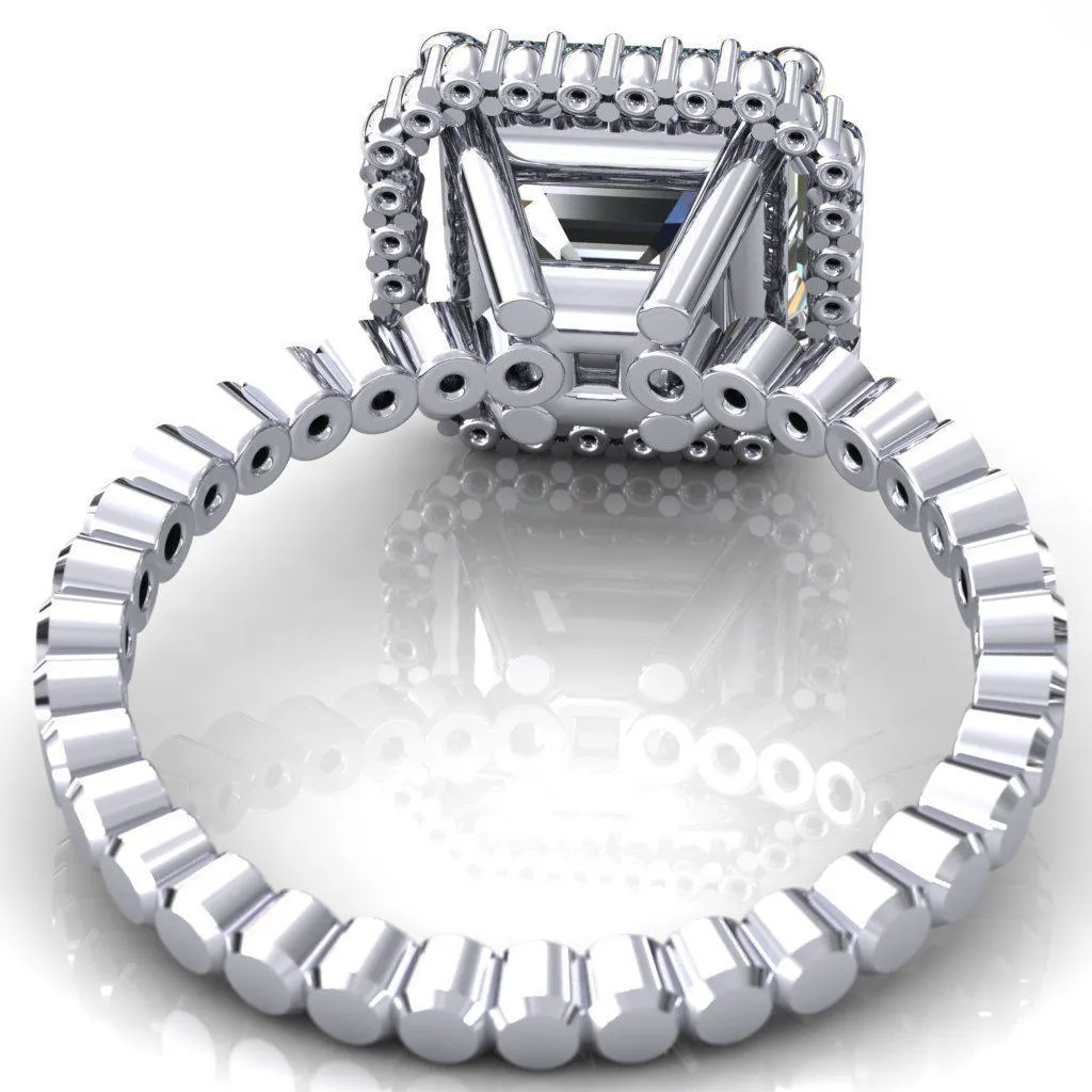 Lucy Asscher Moissanite 4 Prong Halo Engagement Ring