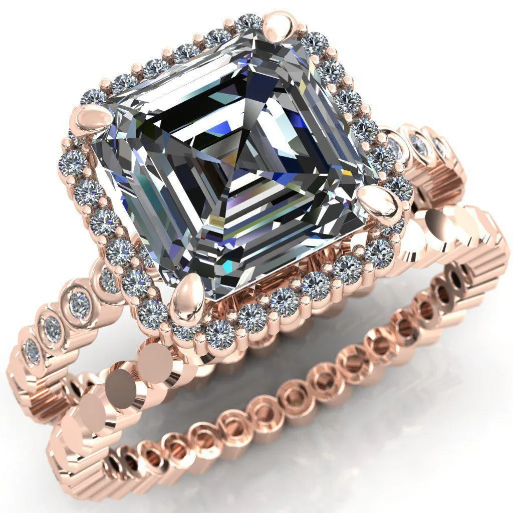 Lucy Asscher Moissanite 4 Prong Halo Engagement Ring