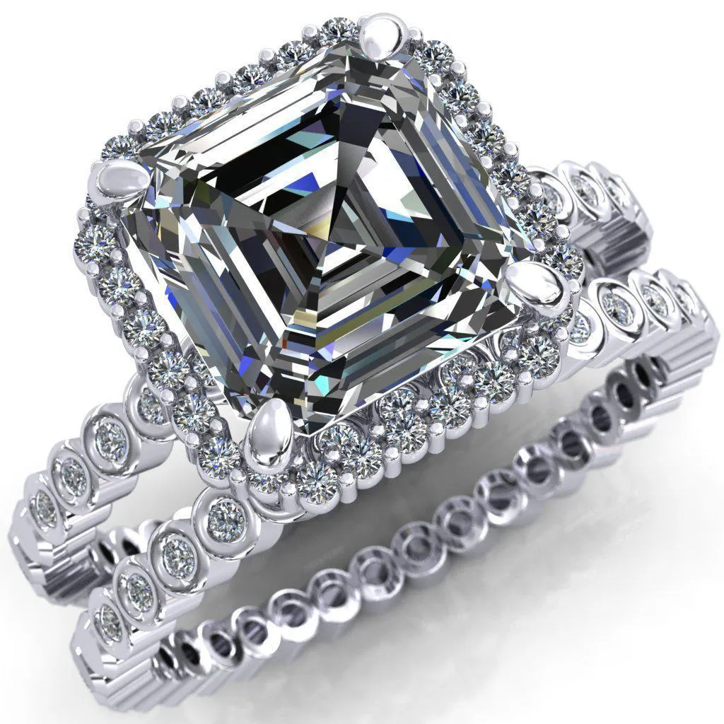 Lucy Asscher Moissanite 4 Prong Halo Engagement Ring