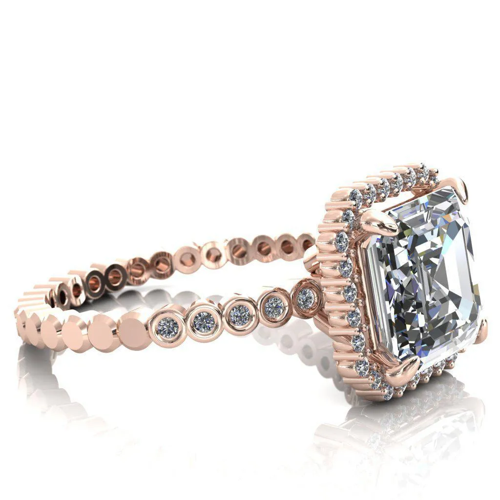 Lucy Asscher Moissanite 4 Prong Halo Engagement Ring