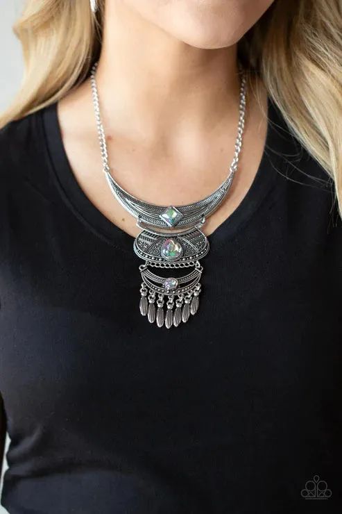 Lunar Enchantment - Multi - Iridescent Rhinestone Paparazzi Short Necklace