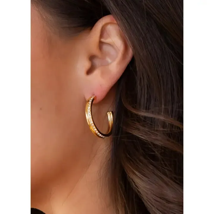 Luxe Gold Rhinestone Hoops
