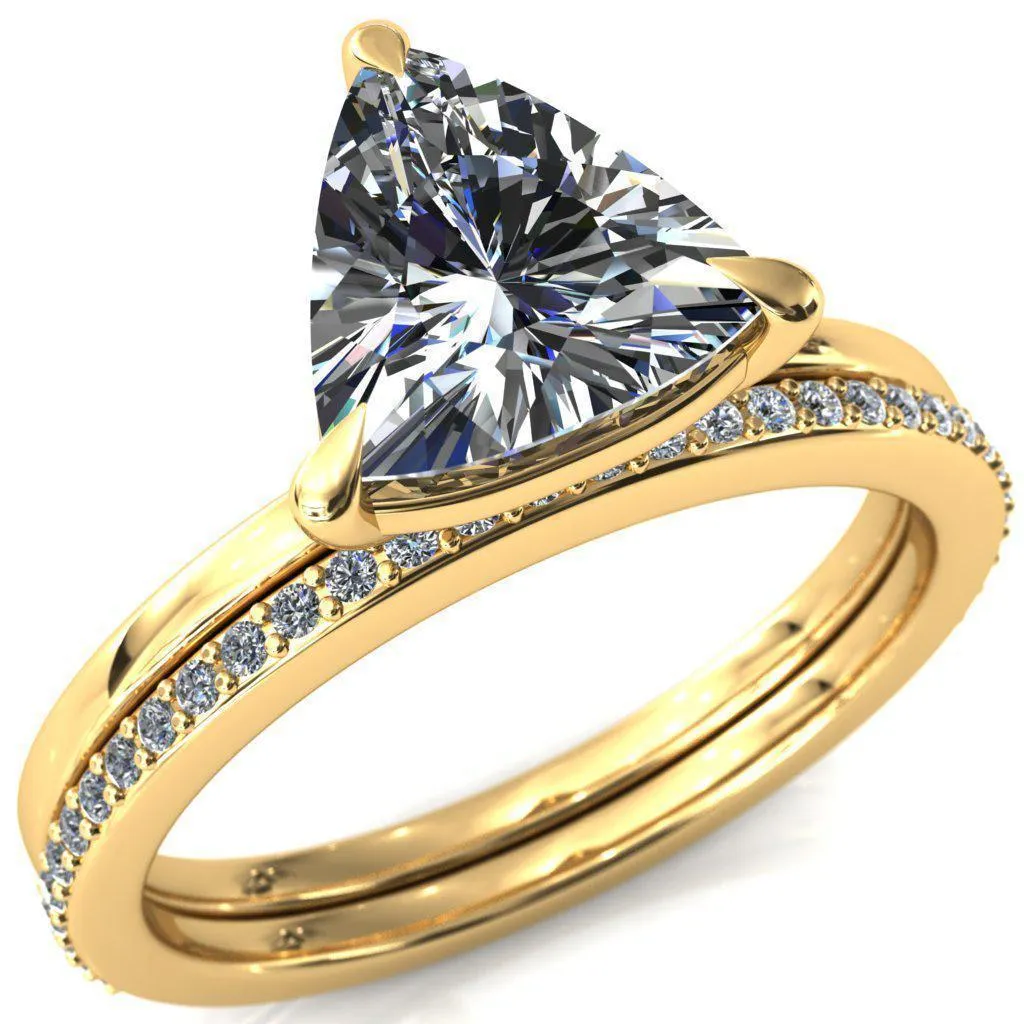 Lyla Trillion Moissanite 3 Claw Prong Single Rail Solitaire Ring