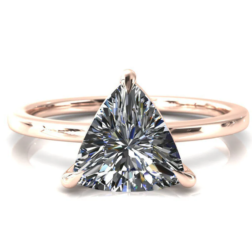 Lyla Trillion Moissanite 3 Claw Prong Single Rail Solitaire Ring