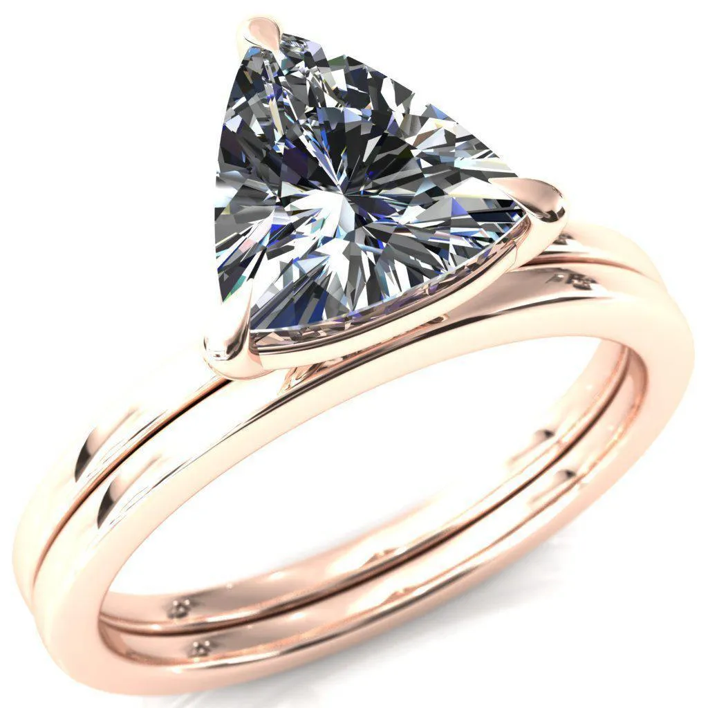 Lyla Trillion Moissanite 3 Claw Prong Single Rail Solitaire Ring