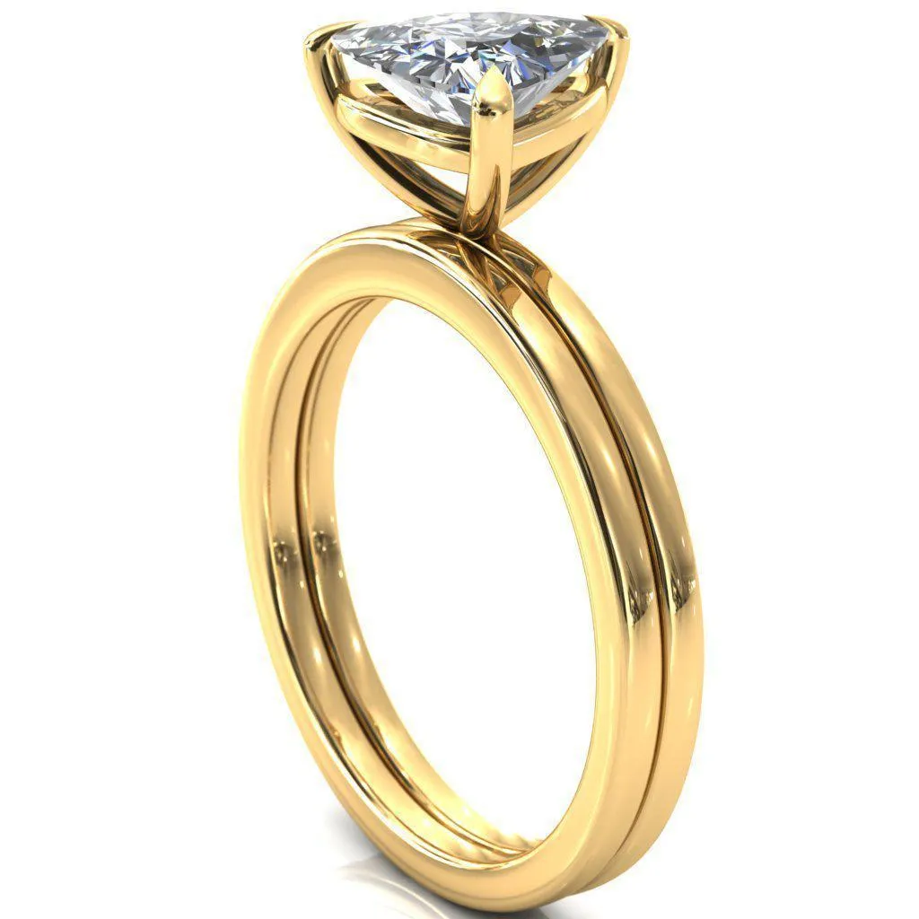 Lyla Trillion Moissanite 3 Claw Prong Single Rail Solitaire Ring