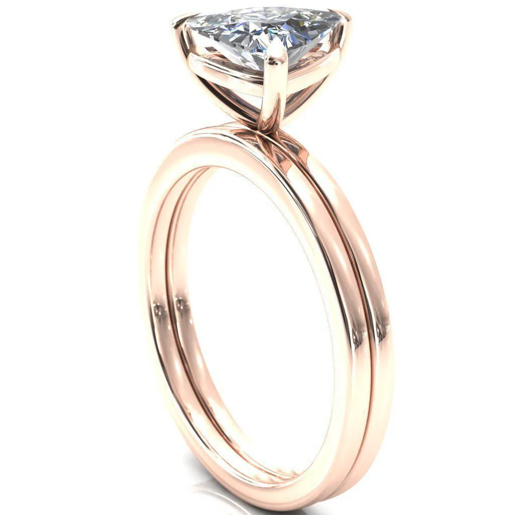Lyla Trillion Moissanite 3 Claw Prong Single Rail Solitaire Ring