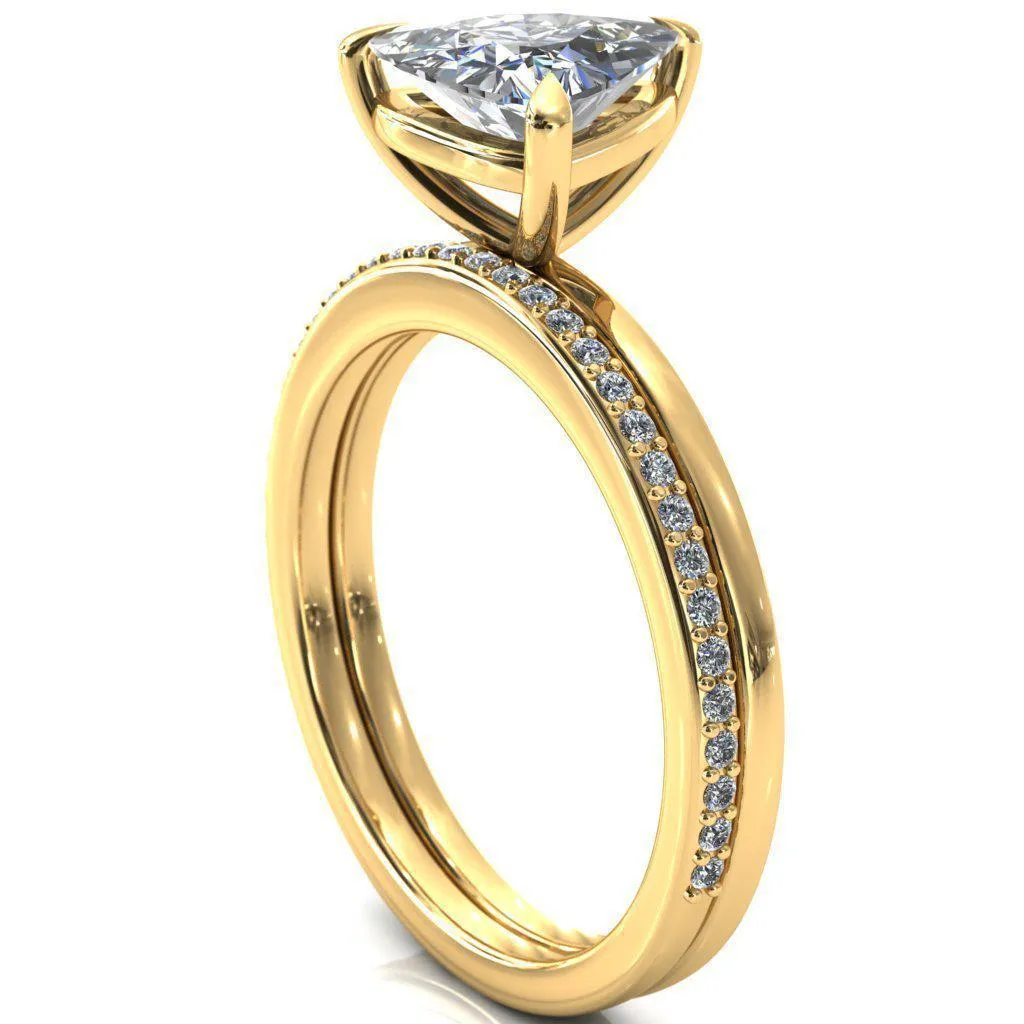 Lyla Trillion Moissanite 3 Claw Prong Single Rail Solitaire Ring