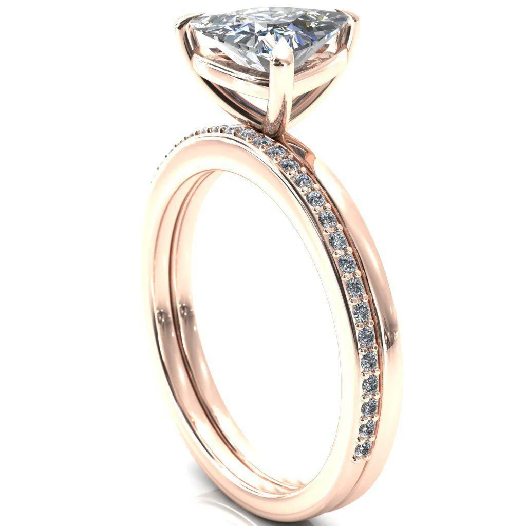 Lyla Trillion Moissanite 3 Claw Prong Single Rail Solitaire Ring