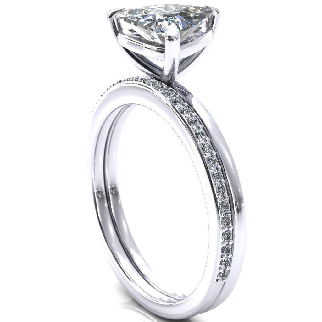 Lyla Trillion Moissanite 3 Claw Prong Single Rail Solitaire Ring