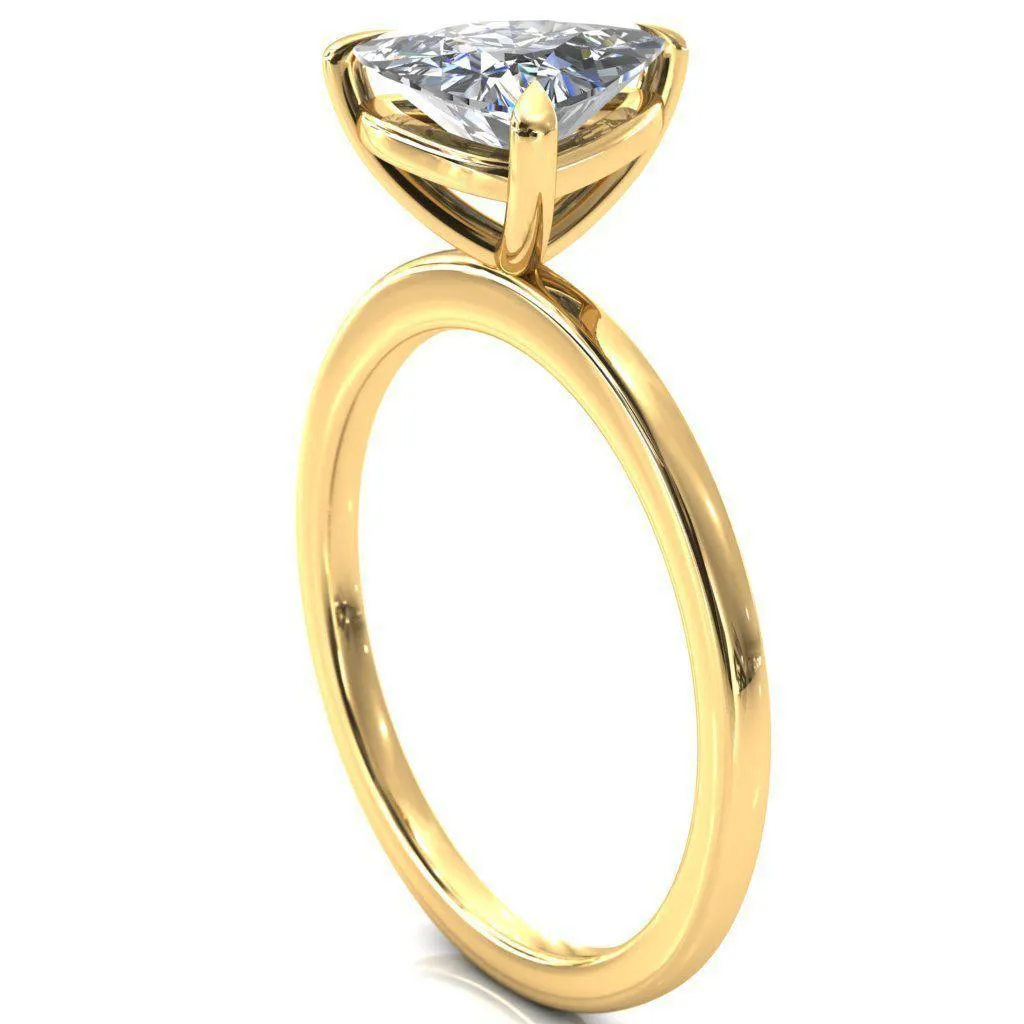Lyla Trillion Moissanite 3 Claw Prong Single Rail Solitaire Ring