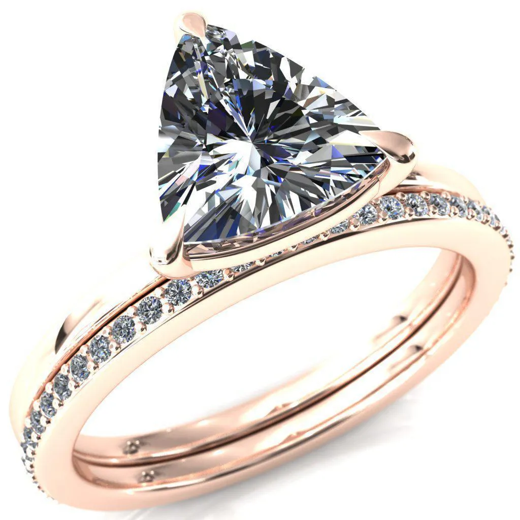 Lyla Trillion Moissanite 3 Claw Prong Single Rail Solitaire Ring