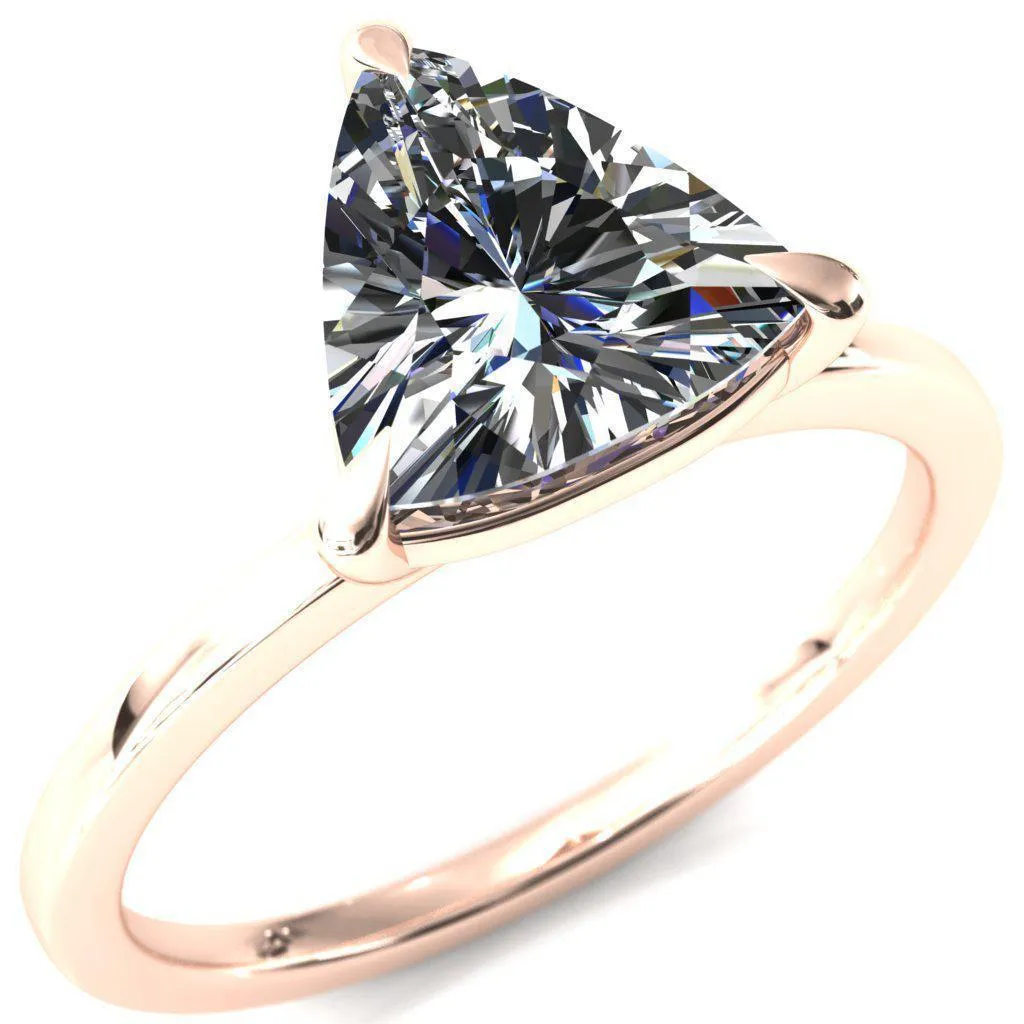Lyla Trillion Moissanite 3 Claw Prong Single Rail Solitaire Ring
