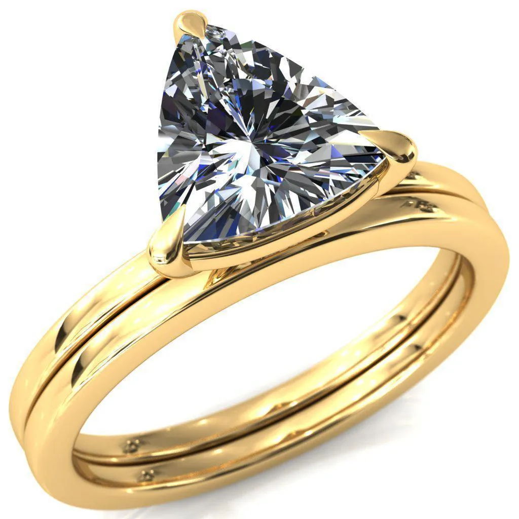 Lyla Trillion Moissanite 3 Claw Prong Single Rail Solitaire Ring