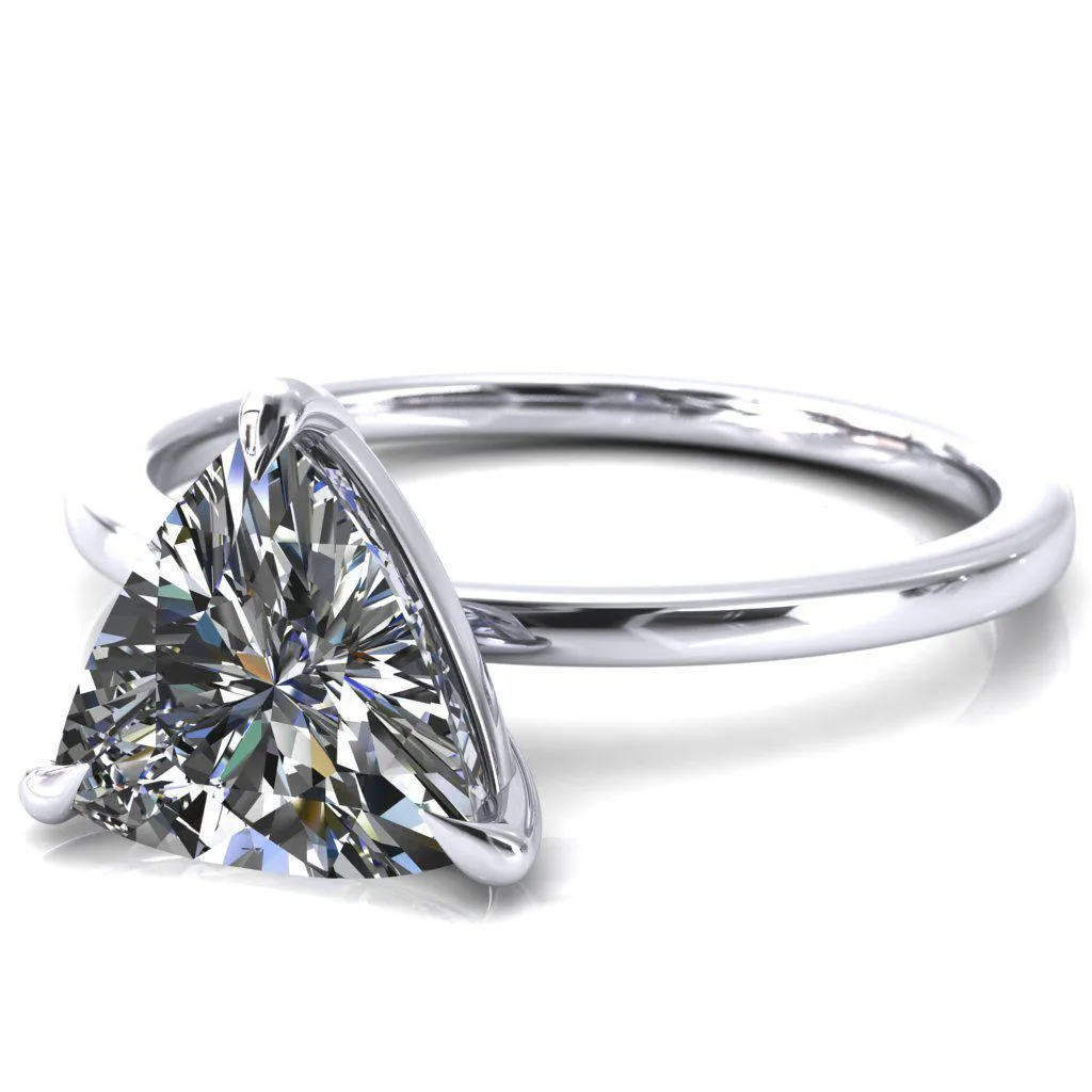 Lyla Trillion Moissanite 3 Claw Prong Single Rail Solitaire Ring