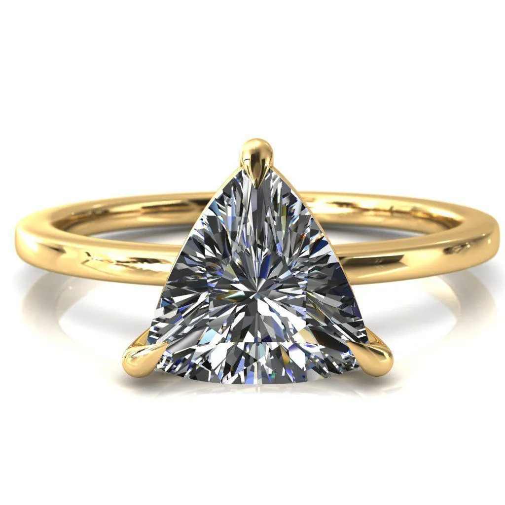Lyla Trillion Moissanite 3 Claw Prong Single Rail Solitaire Ring