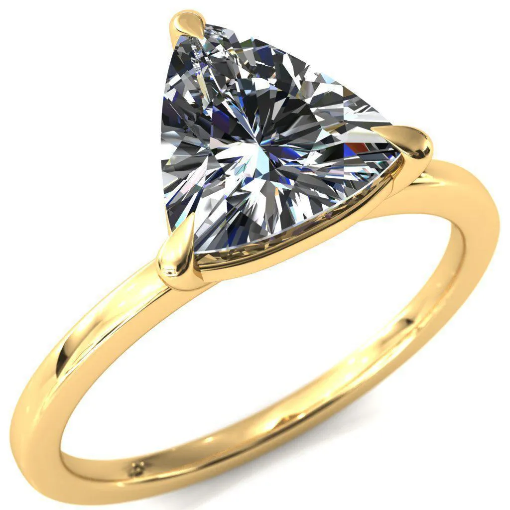 Lyla Trillion Moissanite 3 Claw Prong Single Rail Solitaire Ring