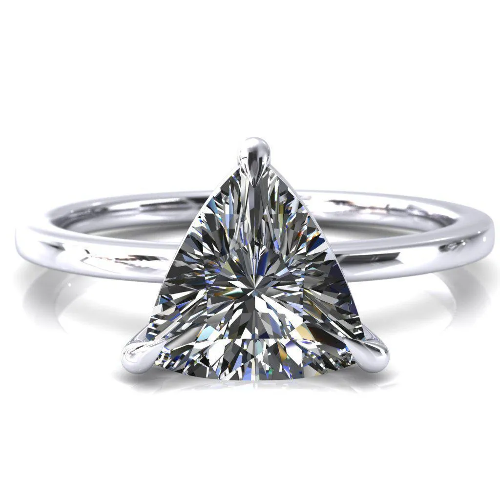 Lyla Trillion Moissanite 3 Claw Prong Single Rail Solitaire Ring