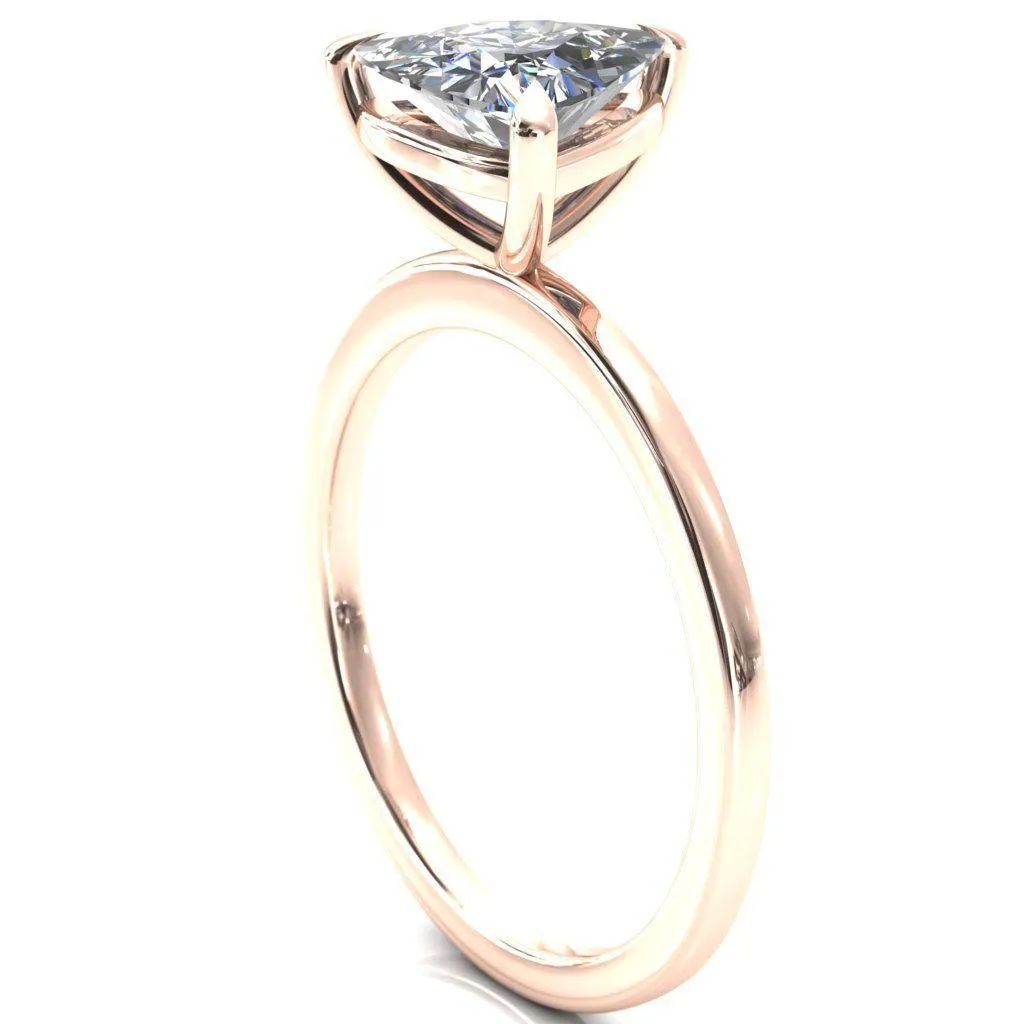 Lyla Trillion Moissanite 3 Claw Prong Single Rail Solitaire Ring