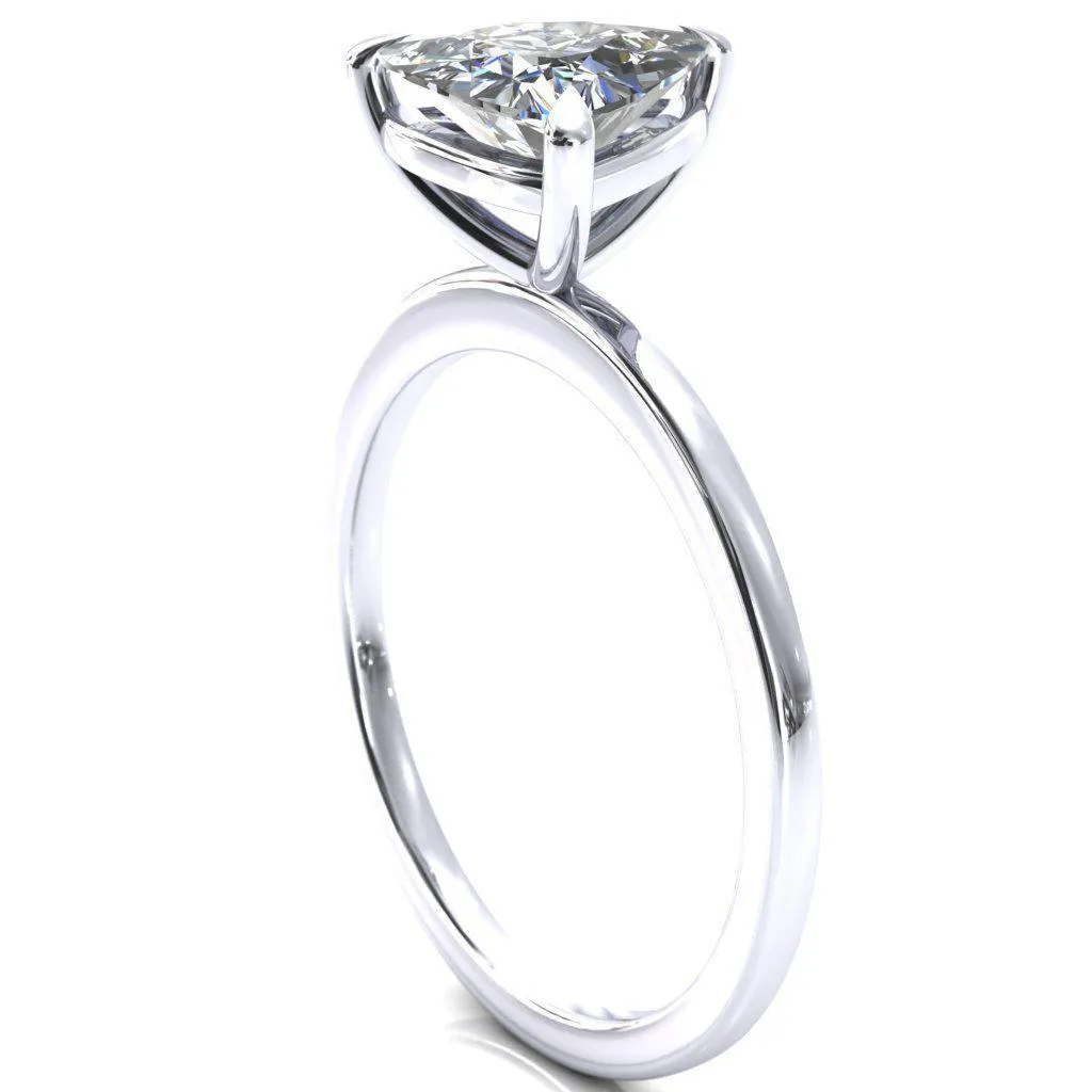 Lyla Trillion Moissanite 3 Claw Prong Single Rail Solitaire Ring