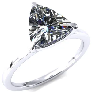 Lyla Trillion Moissanite 3 Claw Prong Single Rail Solitaire Ring
