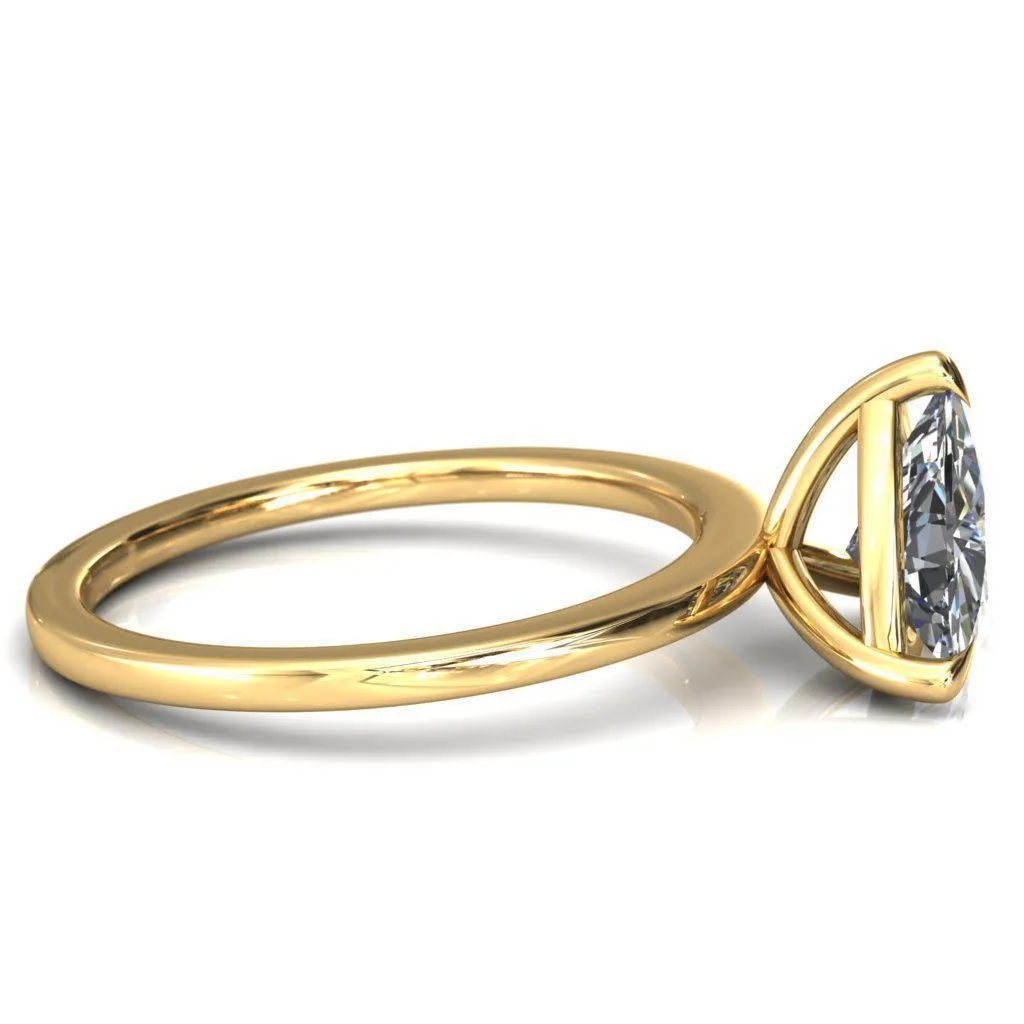 Lyla Trillion Moissanite 3 Claw Prong Single Rail Solitaire Ring