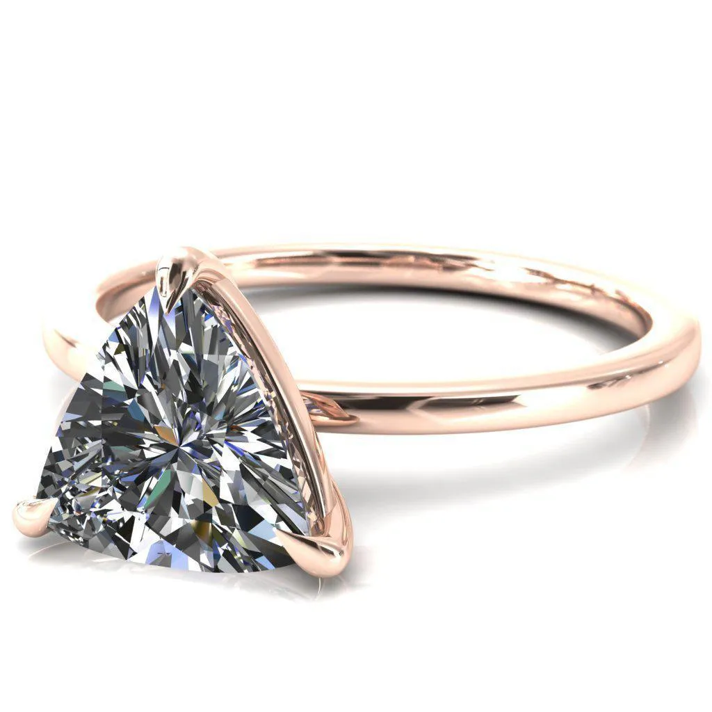 Lyla Trillion Moissanite 3 Claw Prong Single Rail Solitaire Ring