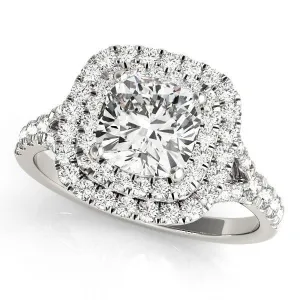 Lynne Cushion Moissanite Two Tone Double Halo Engagement Ring