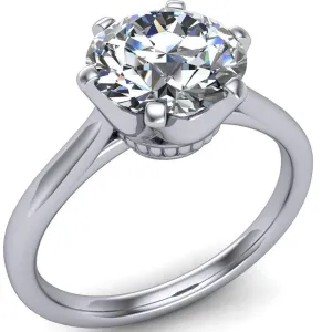 Lyra Round Center Stone V Shape 6 Prong Basket Design Cathedral Ring