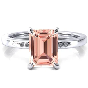 Maise Emerald Champagne Sapphire 4 Prong Diamond Accent Engagement Ring