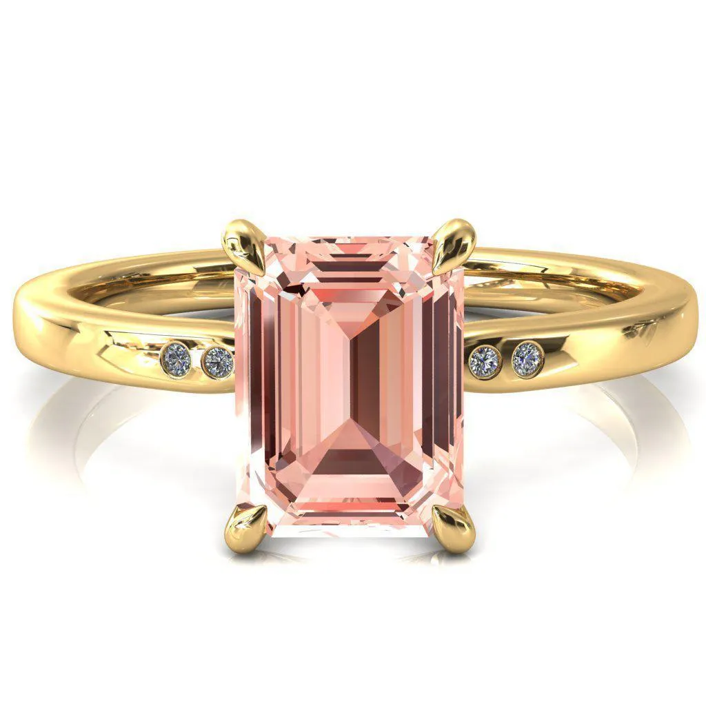Maise Emerald Champagne Sapphire 4 Prong Diamond Accent Engagement Ring
