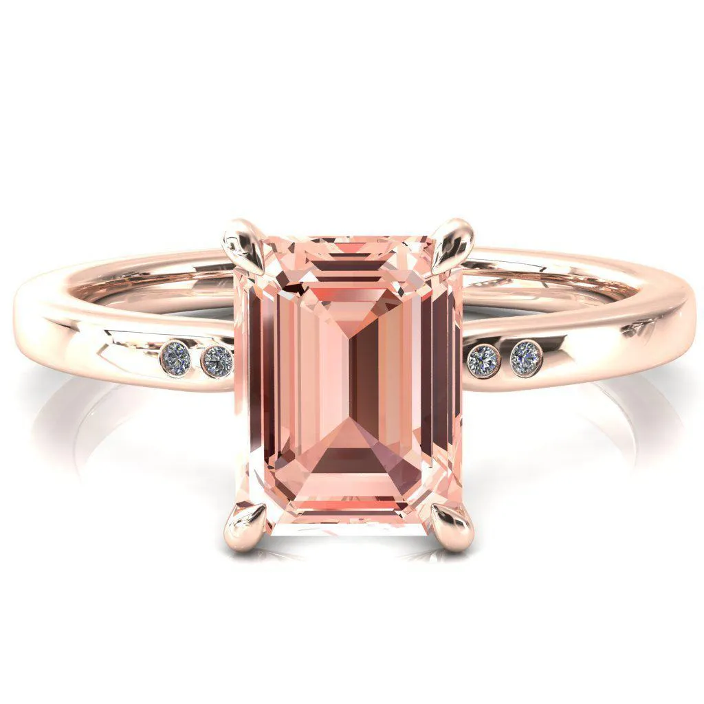 Maise Emerald Champagne Sapphire 4 Prong Diamond Accent Engagement Ring