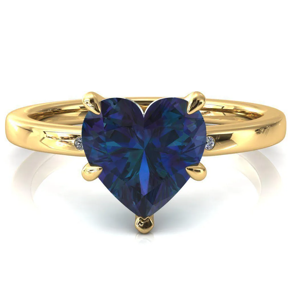 Maise Heart Alexandrite 5 Prong Diamond Accent Engagement Ring