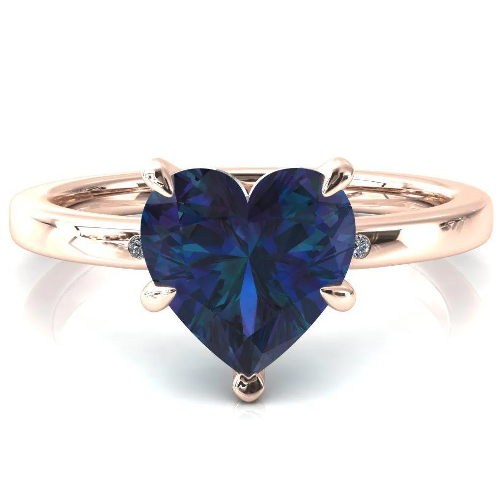 Maise Heart Alexandrite 5 Prong Diamond Accent Engagement Ring