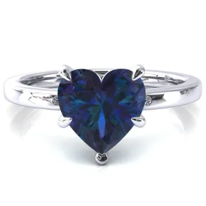 Maise Heart Alexandrite 5 Prong Diamond Accent Engagement Ring