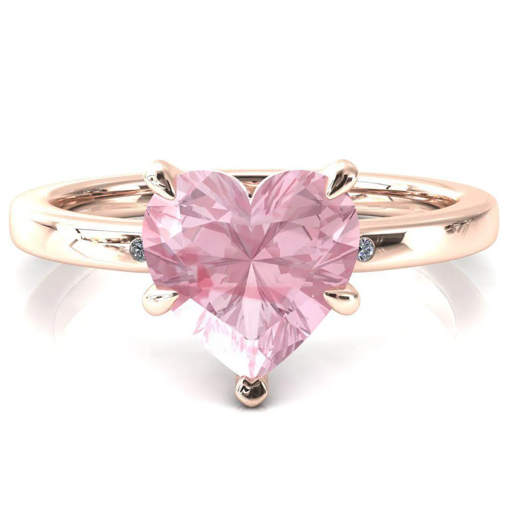 Maise Heart Pink Sapphire 5 Prong Diamond Accent Engagement Ring