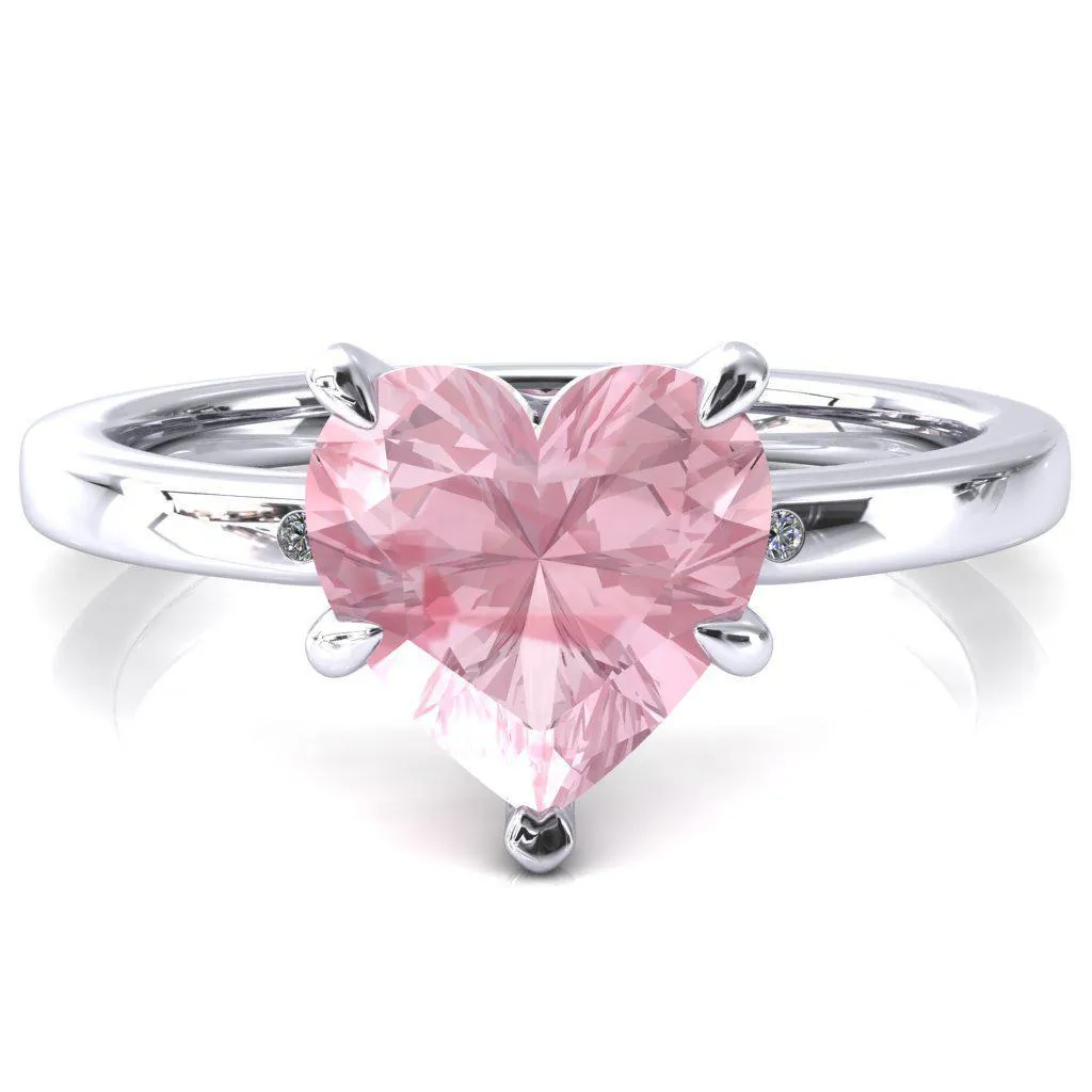 Maise Heart Pink Sapphire 5 Prong Diamond Accent Engagement Ring