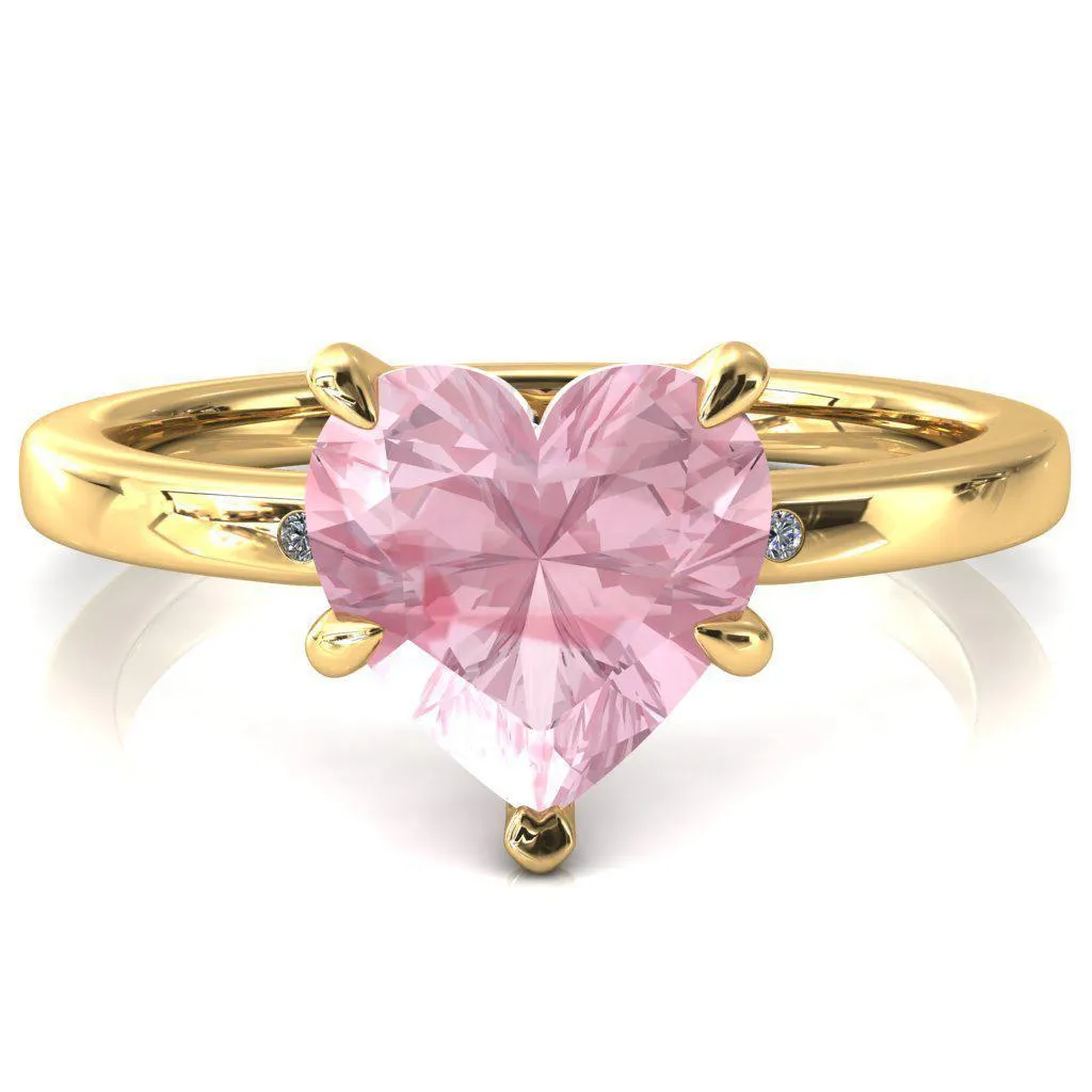 Maise Heart Pink Sapphire 5 Prong Diamond Accent Engagement Ring