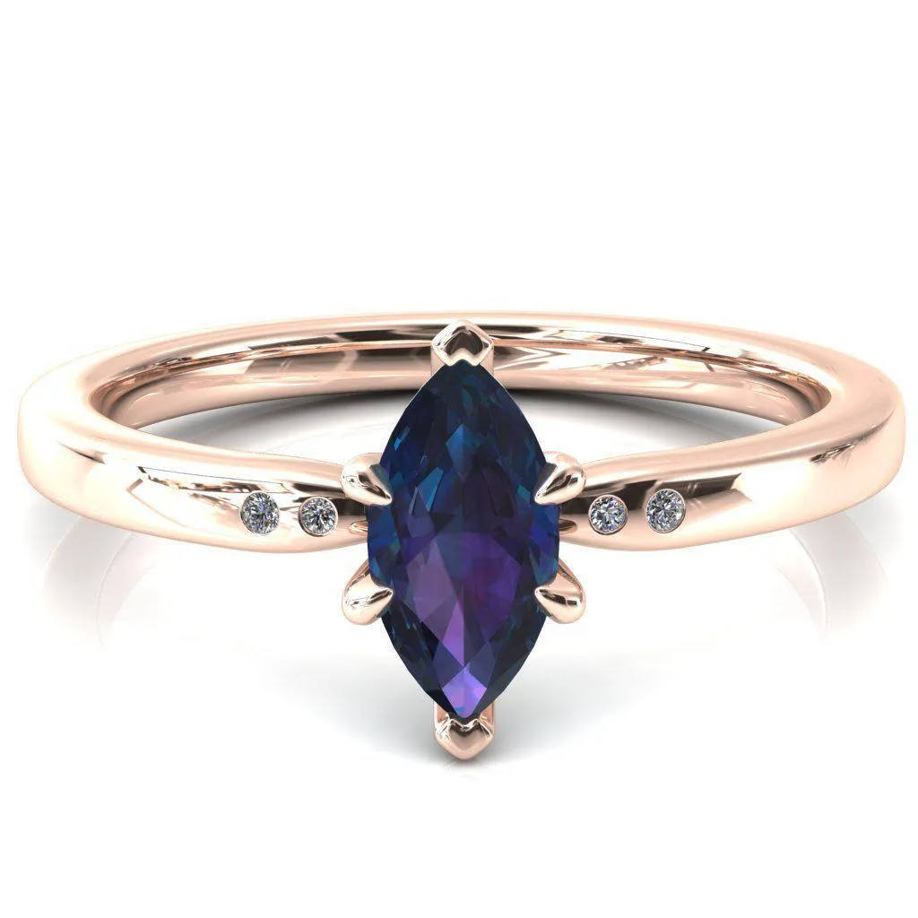 Maise Marquise Alexandrite 6 Prong Diamond Accent Engagement Ring