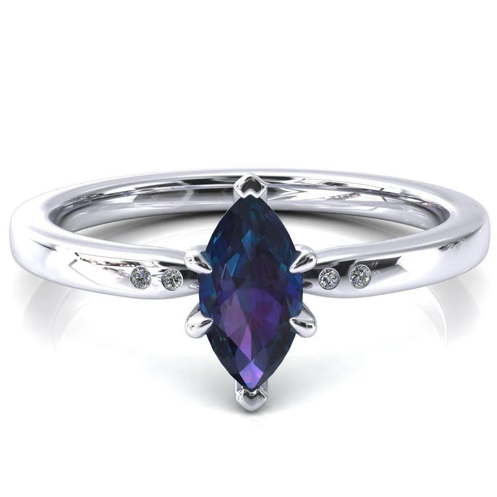 Maise Marquise Alexandrite 6 Prong Diamond Accent Engagement Ring