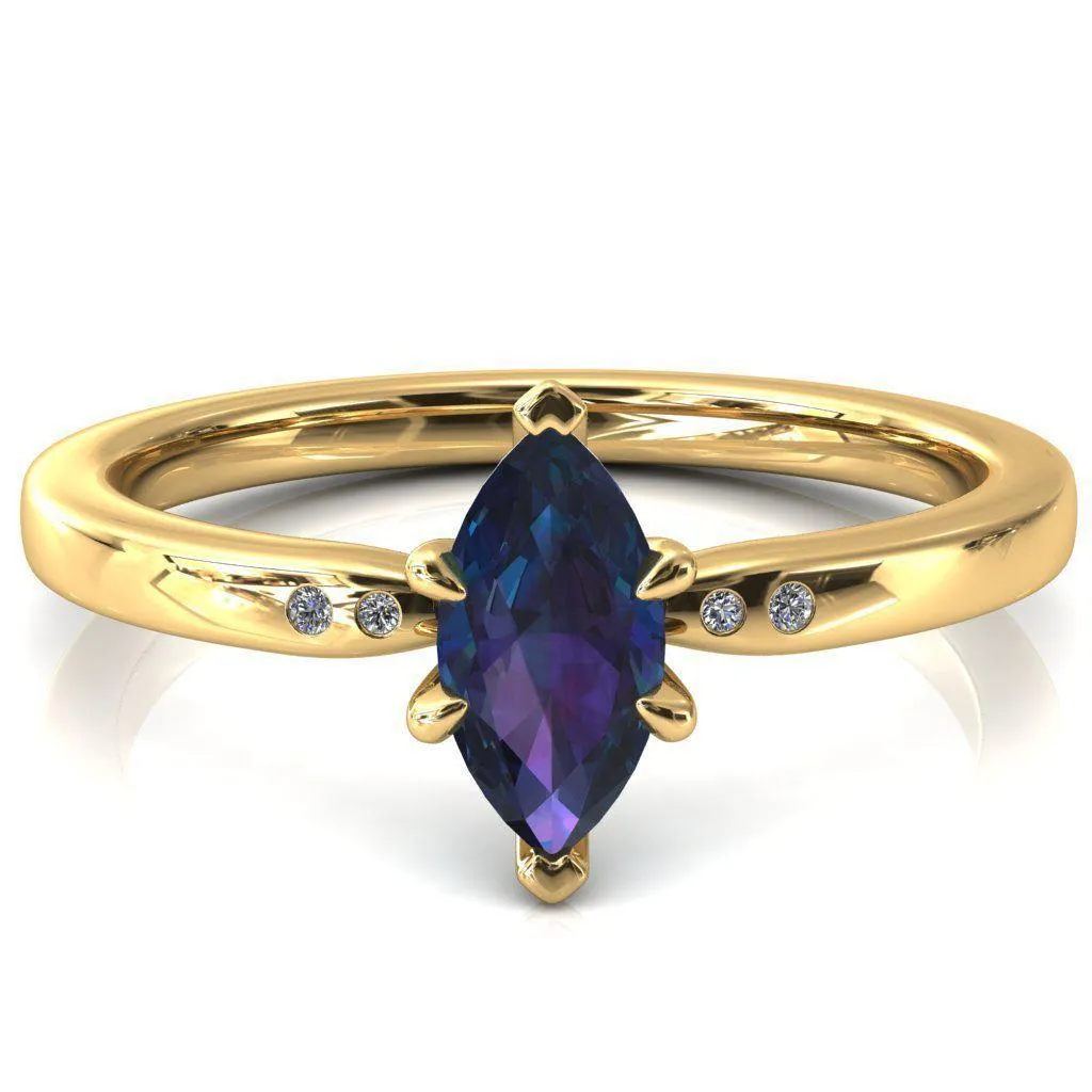 Maise Marquise Alexandrite 6 Prong Diamond Accent Engagement Ring