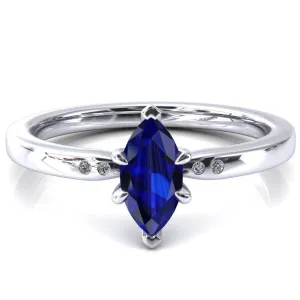 Maise Marquise Blue Sapphire 6 Prong Diamond Accent Engagement Ring