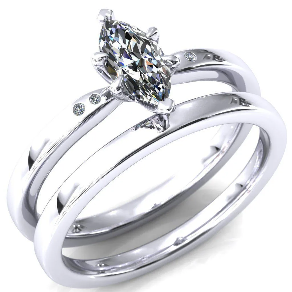 Maise Marquise Center Stone 6 Prong Diamond Accent Engagement Ring