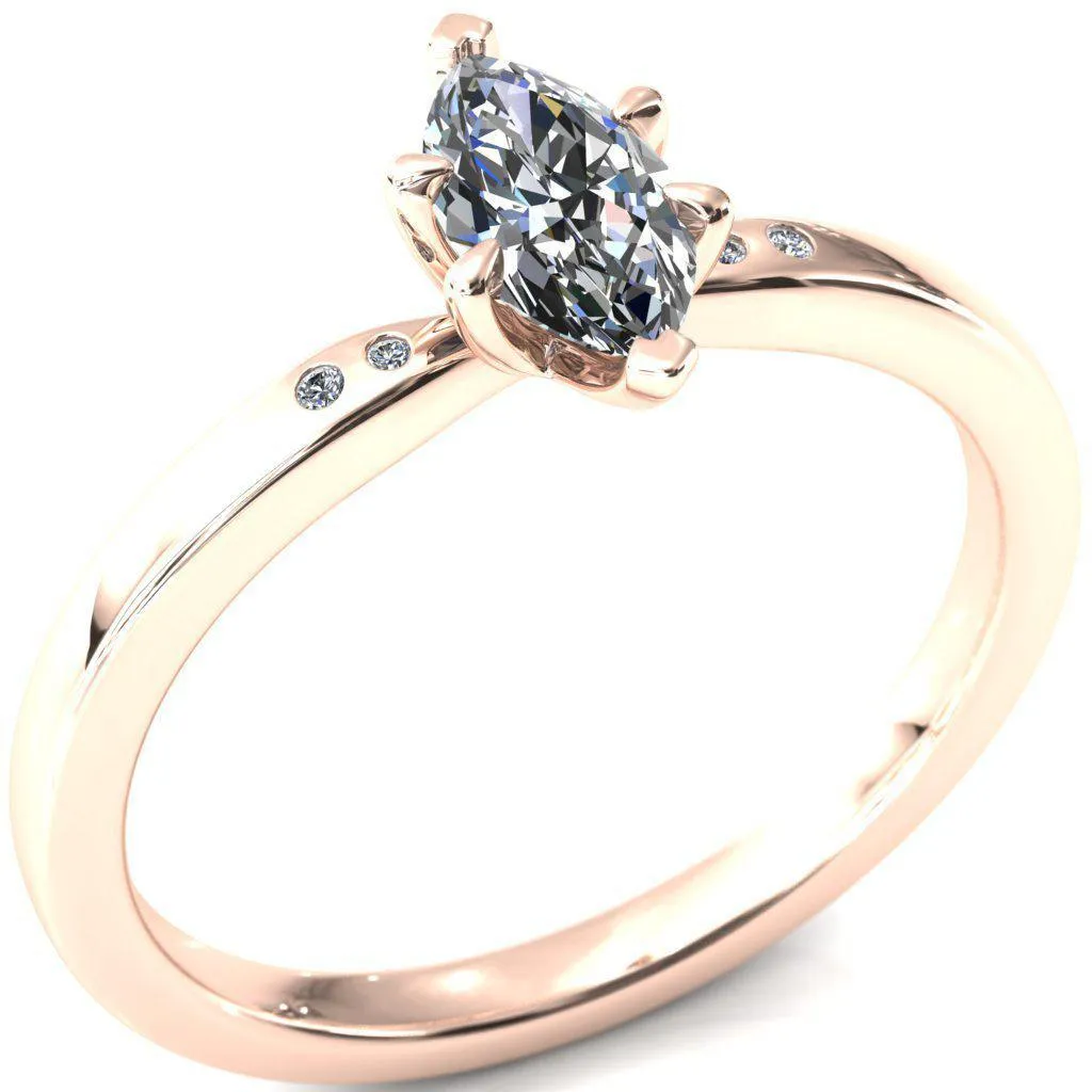 Maise Marquise Center Stone 6 Prong Diamond Accent Engagement Ring