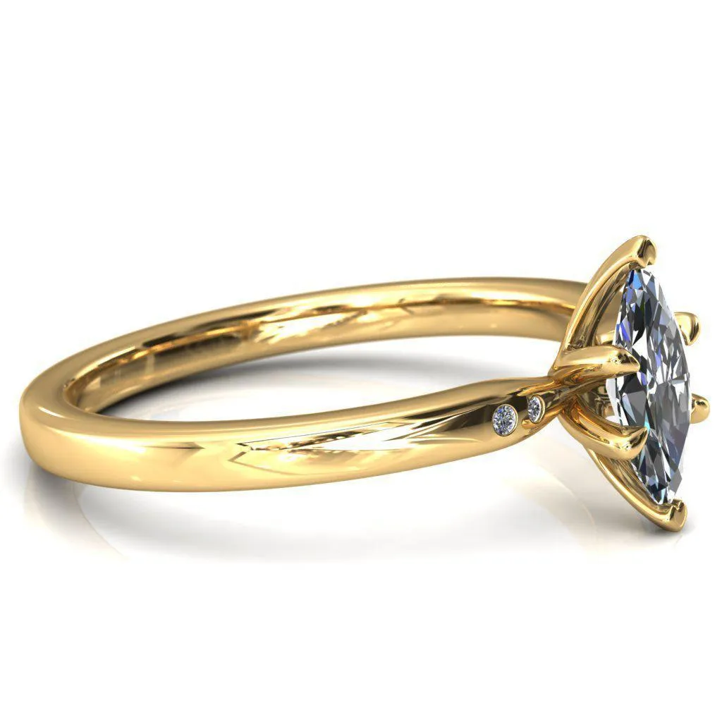 Maise Marquise Center Stone 6 Prong Diamond Accent Engagement Ring