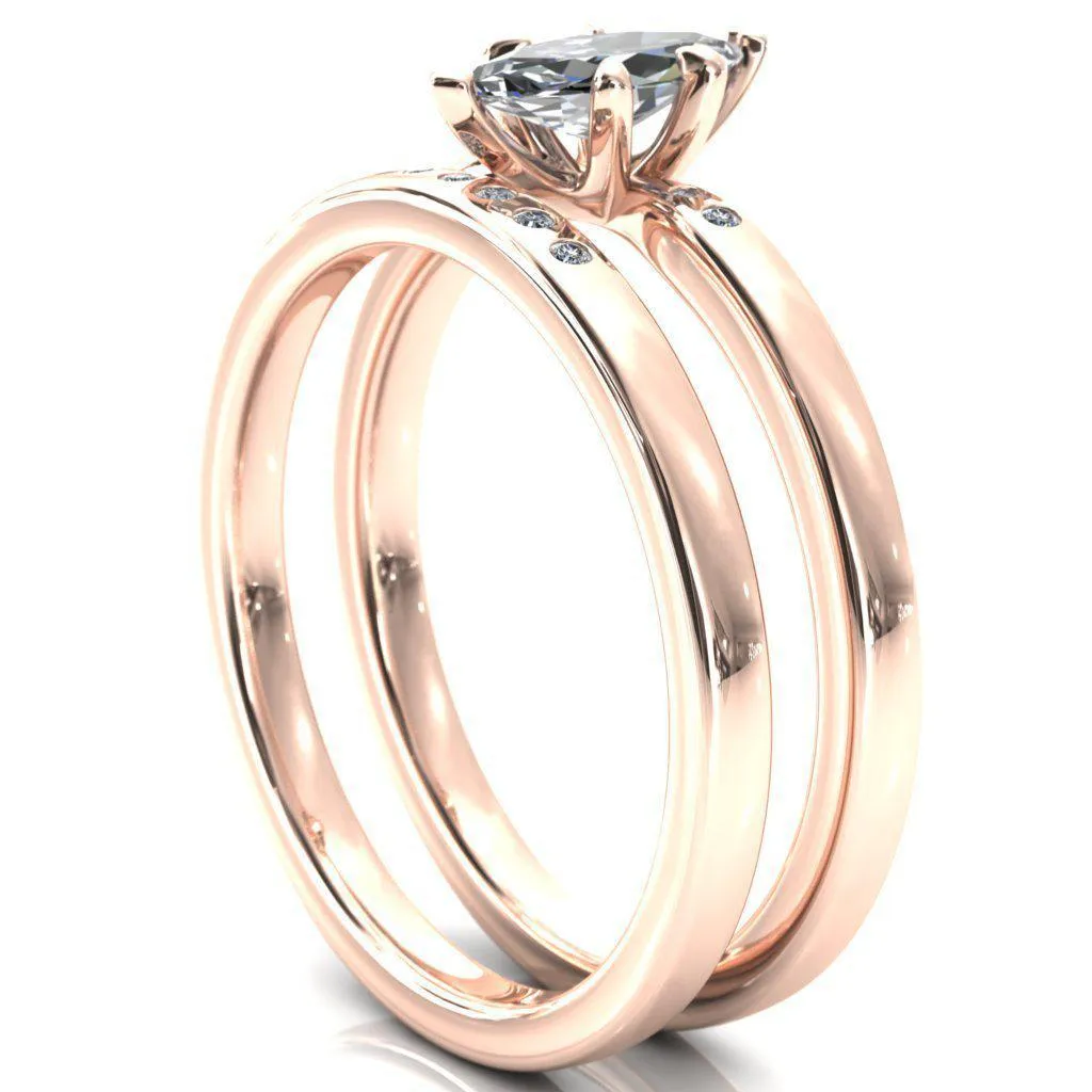 Maise Marquise Center Stone 6 Prong Diamond Accent Engagement Ring