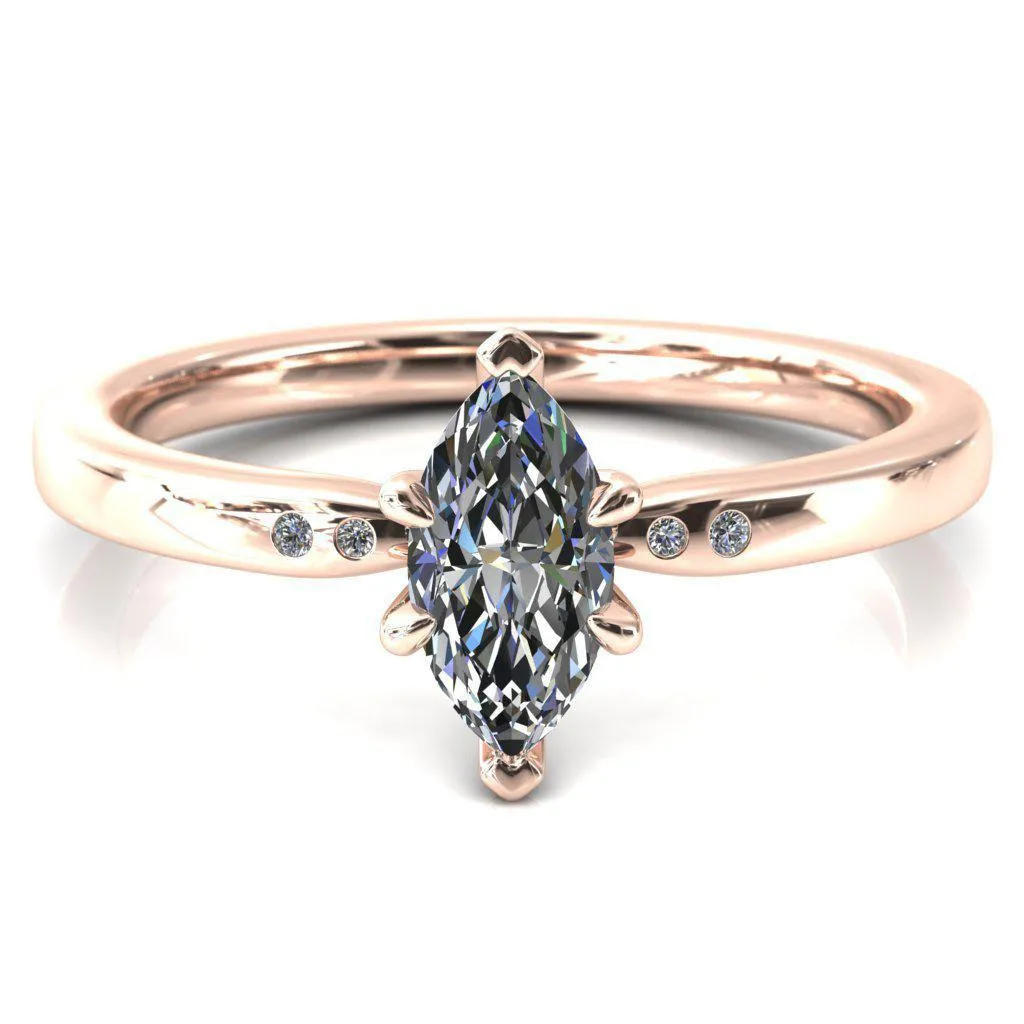 Maise Marquise Center Stone 6 Prong Diamond Accent Engagement Ring