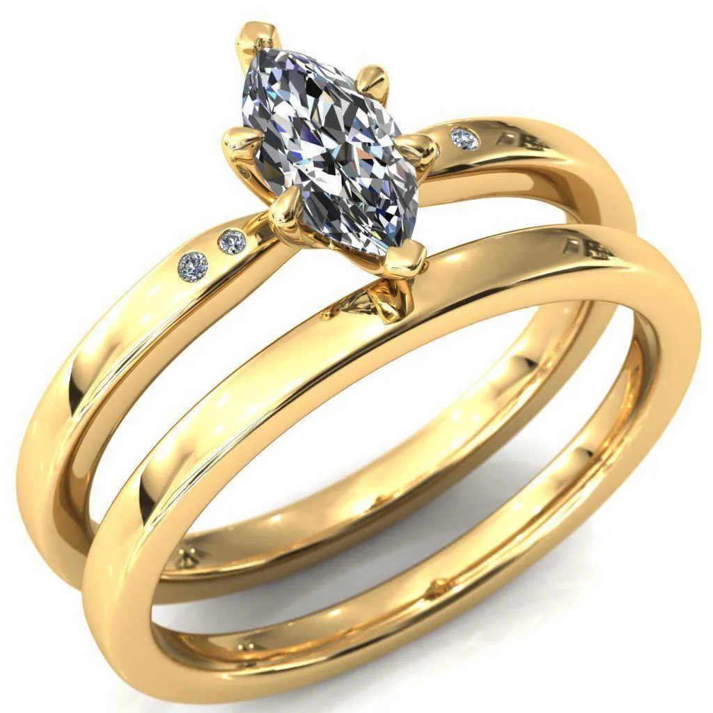 Maise Marquise Center Stone 6 Prong Diamond Accent Engagement Ring